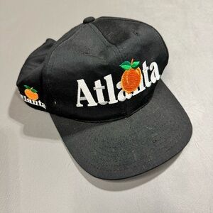 Vintage Atlanta Peach Snapback Hat Black 90s